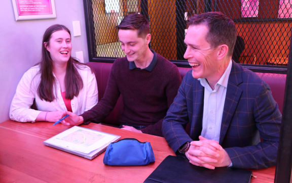 National's candidate for Ilam Hamish Campbell with volunteers.