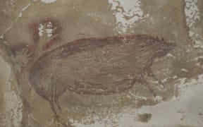 A life-sized picture of a wild pig that was made at least 45,500 years ago in Indonesia.