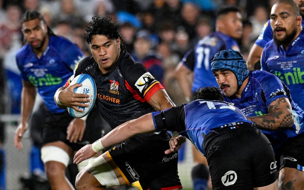 Wallace Sititi of the Chiefs.
Blues v Chiefs, Grand Final of the Super Rugby Pacific competition at Eden Park, Auckland, New Zealand on Saturday 22 June 2024. © Photo: Andrew Cornaga / Photosport