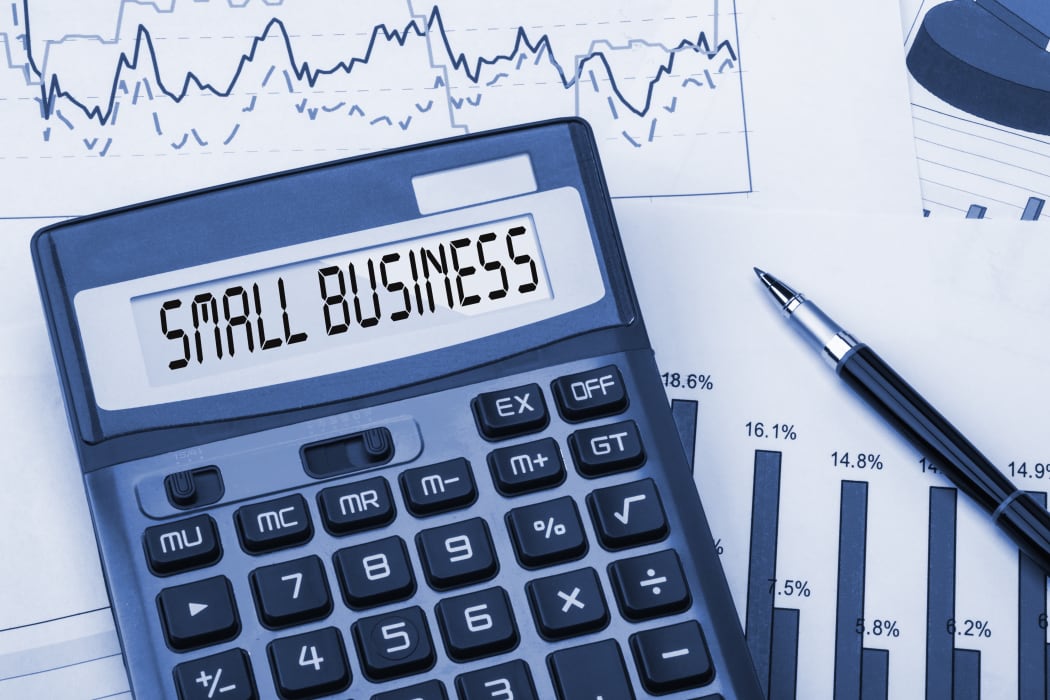Words small business displayed on calculator.