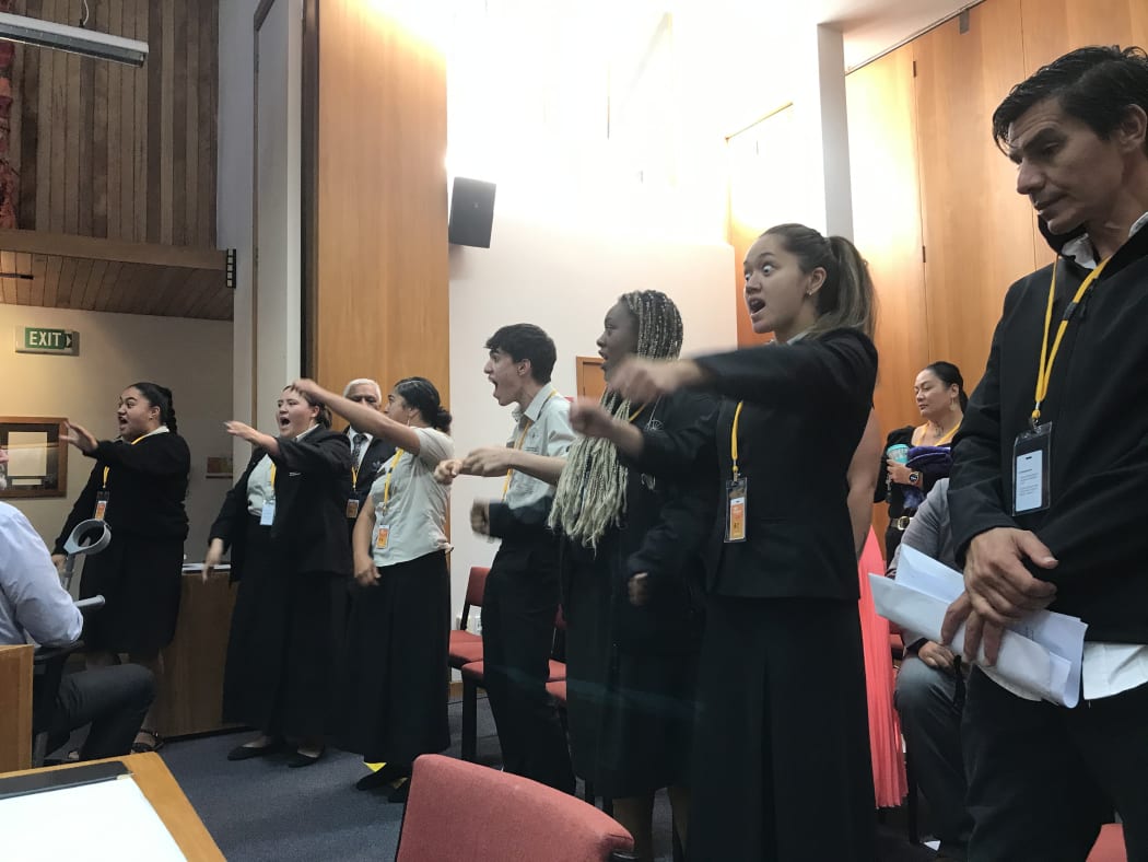 Te Kapua Whetu students' spontaneous haka in support of Māori wards vote.