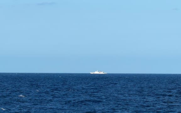 This handout photo taken and released on December 29, 2025, by the Taiwan Coast Guard shows Chinese Coast Guard vessel No. 1303 being detected 23 nautical miles northwest of Pengjia Islet.