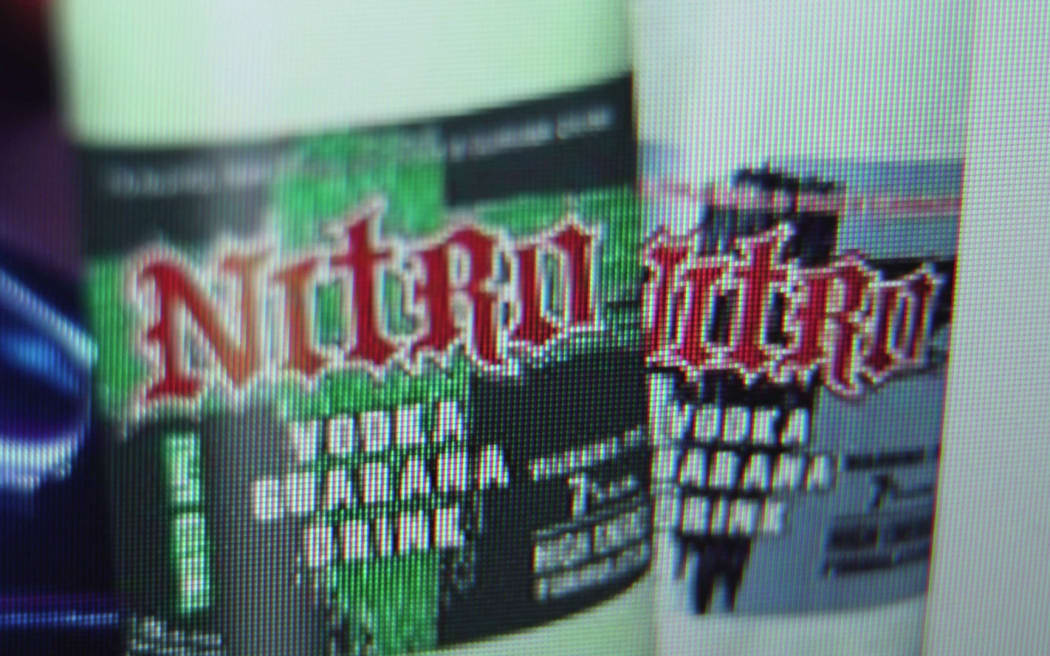 Screengrabs from the documentary 'Guyon Espiner: Proof' showing the Nitro vodka guarana drink being advertised online.