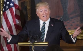US President Donald Trump speaks during the Friends of Ireland Luncheon for the visit of Taoiseach of Ireland Enda Kenny at the US Capitol in Washington, DC, March 16, 2017.
