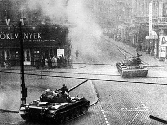 Soviet troops invade Budapest, 4 November 1956.