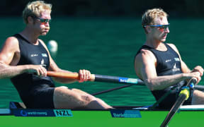 The world champion New Zealand men's pair of Eric Murray and Hamish Bond.