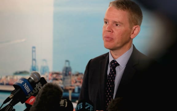 Prime Minister Chris Hipkins speaks to media after meeting business leaders in Auckland.