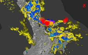Map showing lightning strikes near the Coromandel Peninsula.