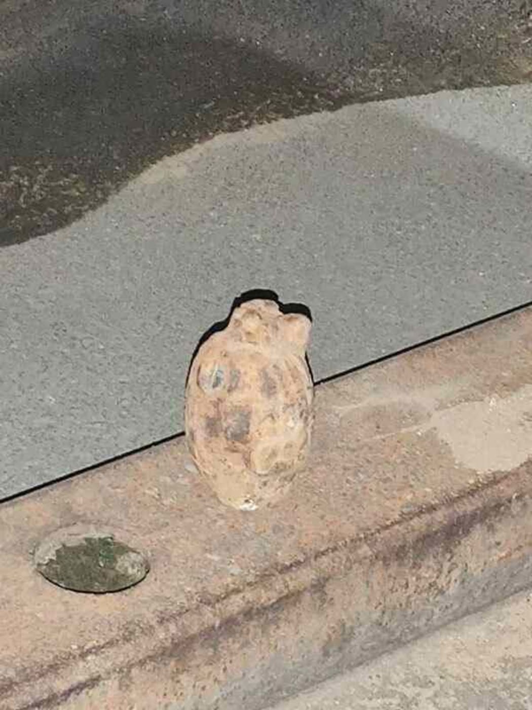 This World War II era grenade was picked up on a conveyer belt at an Auckland potato factory