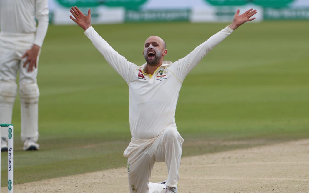 Australian cricketer Nathan Lyon appeals in vain