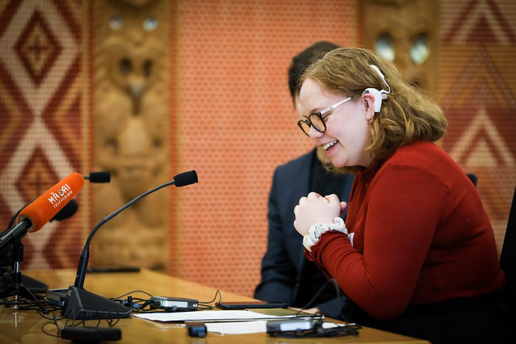 Youth MP Cha'nel Kaa-Luke presents to the Maori Affairs Committee on behalf of the Youth Parliament Maori Affairs Committee.