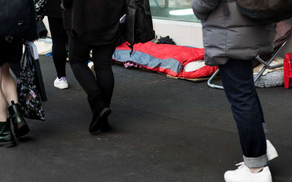 General vision of homelessness in Auckland central city.