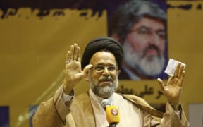 Iranian intelligence minister Mahmoud Alavi pictured at a campaign meeting in 2016.