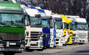 Trucks parked on the street