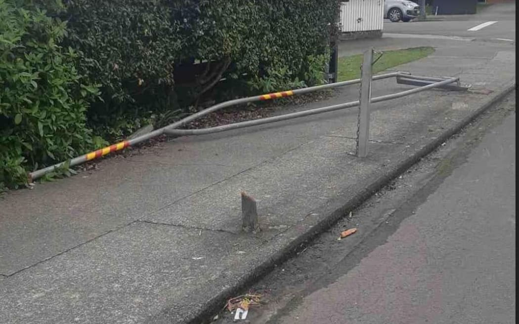 Damage at Kapakapanui School in Waikanae after a driver fleeing police ploughed through the grounds.