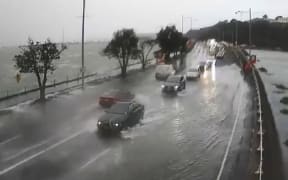 Auckland Transport a video of the flooding along Tamaki Drive in Auckland.