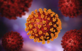 Covid-19 coronavirus particles, illustration. The SARS-CoV-2 coronavirus was first identified in Wuhan, China, in December 2019.