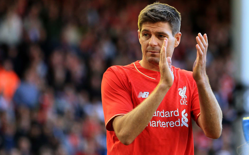 Steven Gerrard applauds the Anfield crowd