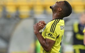 Roly Bonevacia celebrates a goal.