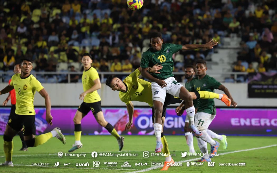 Solomon Islands (dark green) against Malaysia