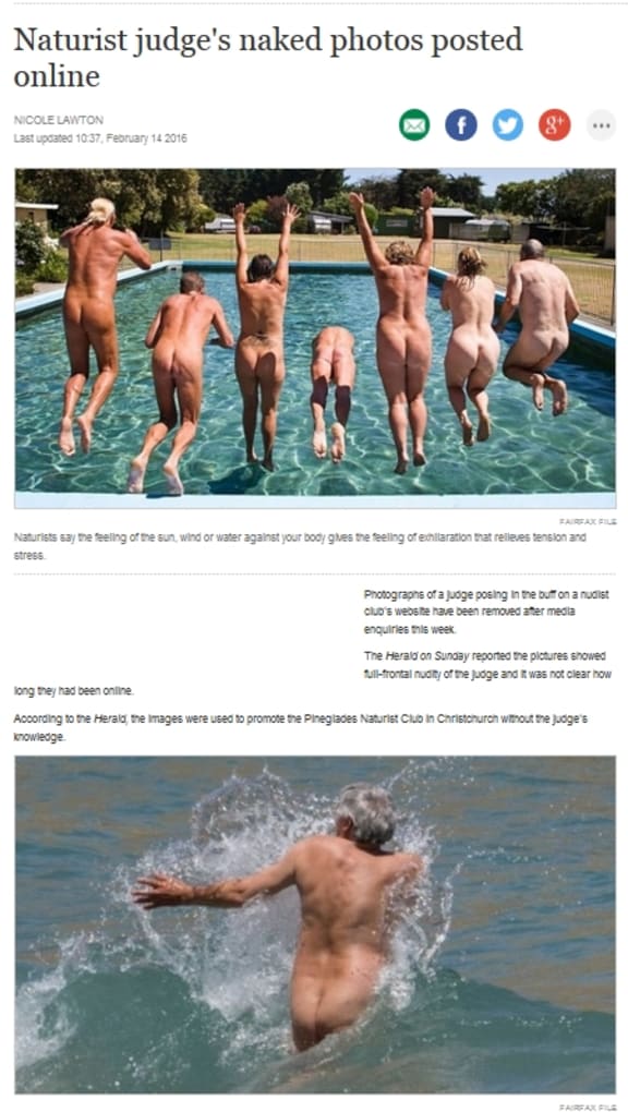 Stuff.co.nz helps readers visualise nudists in its version of the 'nude judge' story.