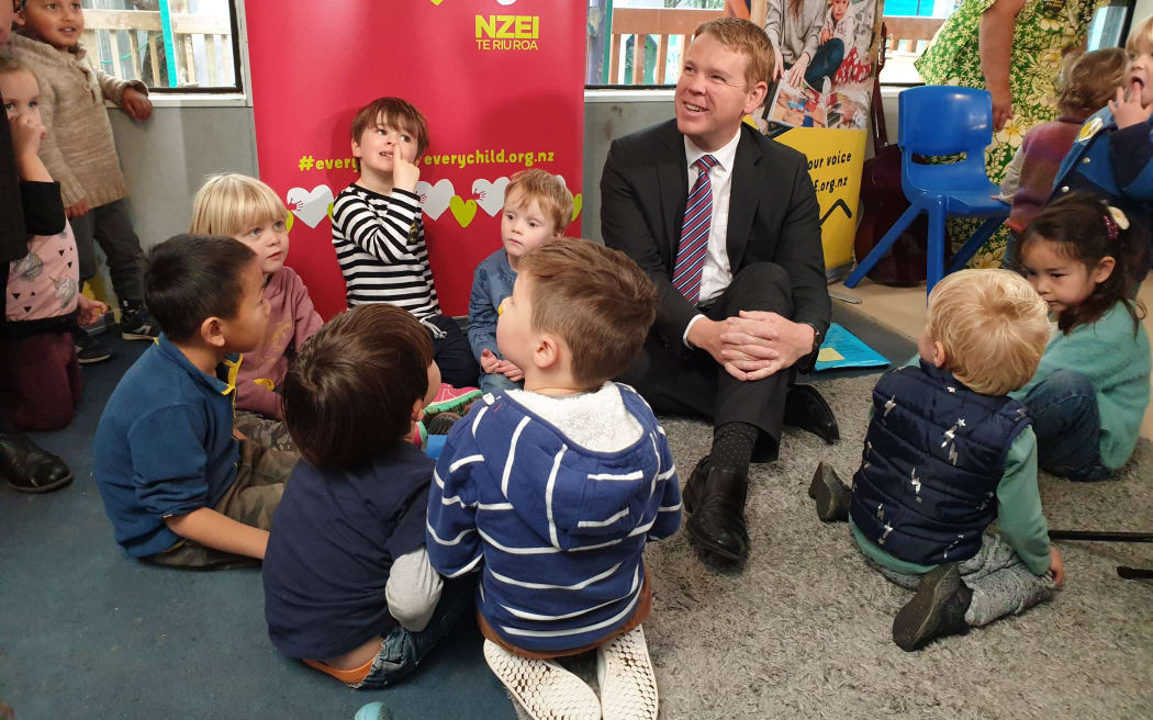 Minister of Education Chris Hipkins announcing extra funding to give early childhood teachers pay parity.