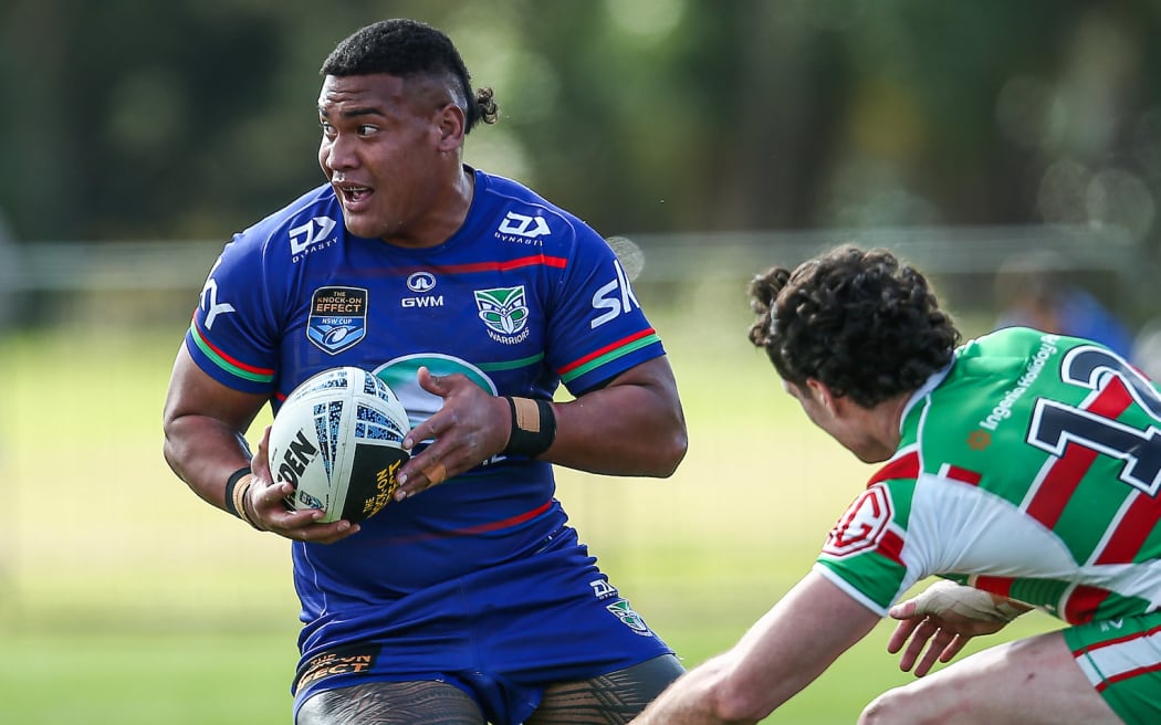Zyon Maiu'u of the Warriors during round 23 of The Knock On Effect NSW Cup rugby league match Between NZ Warriors v Rabbitohs, held at Bruce Pulman Park,Takanini, Auckland, New Zealand on Sunday 11 August 2024. Mandatory credit: Andrew Skinner / www.photosport.nz