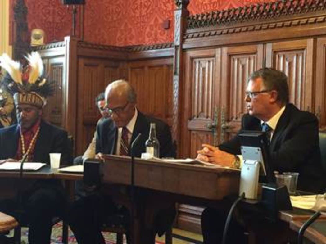 International Parliamentarians for West Papua delegates meeting in London, including Papuan Liberation Movement leader Benny Wenda (left) and Tongan Prime Minister Akilisi Pohiva (middle).