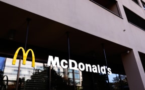 ZRICH, SWITZERLAND - NOVEMBER 13: The McDonalds Corporation logo, the American multinational fast food chain and the worlds largest fast food restaurant chain and worlds second-largest private employer, captured in its Letzipark restaurant on November 13, 2023, in Zrich, Switzerland. (Photo by Joan Cros/NurPhoto) (Photo by Joan Cros / NurPhoto / NurPhoto via AFP)