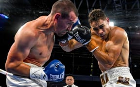 Tommy Karpency (left) and David Nyika (right).
Bout 9 - IBF Intercontinental Cruiserweight Title & Vacant WBO Asia Pacific Junior Heavyweight Title fight, David Nyika (New Zealand) v Tommy Karpency (USA).
Duco Boxing Fight Night at the Viaduct Events Centre, Auckland, New Zealand on Saturday 14 September 2024. © Photo: Andrew Cornaga / Photosport