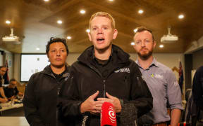 Prime Minister Chris Hipkins, East Coast MP Kiri Allan, Emergency Management Minister Kieran McAnulty.