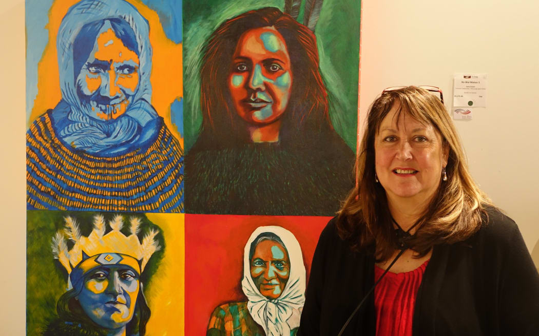 June Northcroft Grant with one of her works.