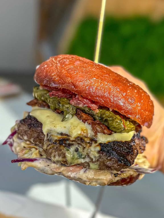 The cafe's Wellington on a Plate entry featured a home Pani Popo bun, creamy coleslaw, corned beef and taro hash and coconut cream, taro leaves and cheese sauce.