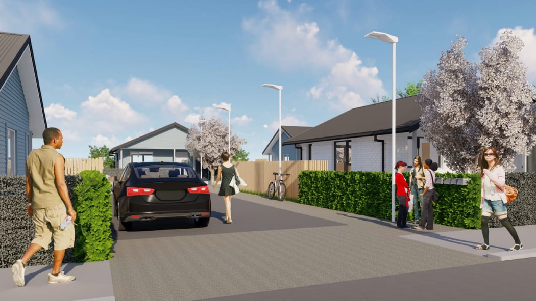 An artist’s impression of what the new Kāinga Ora housing complex on Charles St will look like.