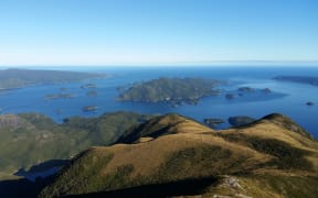 Resolution Island looking over Anchor Island, Dusky Sound.