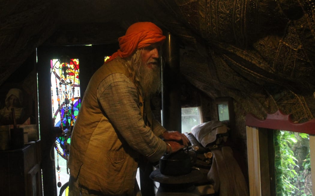 The hut is heated by a wood-stove, which Pete also uses for cooking and heating water.