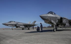 An Australian Lockheed Martin F-35 jet fighter is displayed during the Bali International Airshow 2024 at Ngurah Rai International Airport in Kuta, Bali, Indonesia, on September 19, 2024. The airshow is held from September 18-21, 2024, in the southern apron of Bali airport to boost aviation and defense industries in Indonesia. (Photo by Johanes P. Christo/NurPhoto) (Photo by Johanes P. Christo / NurPhoto / NurPhoto via AFP)
