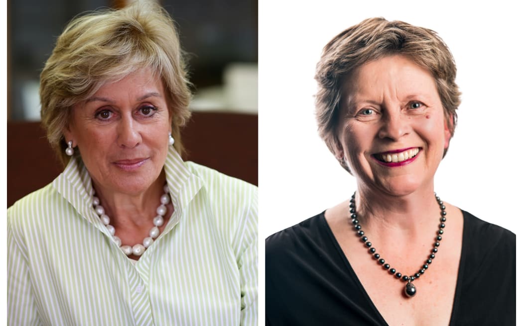 Headshots of Dame Kiri Te Kanawa (left) and NZSO cellist Brigid O'Meeghan.