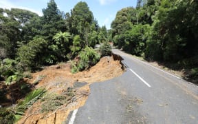 Slip damage in Titirangi, Auckland.