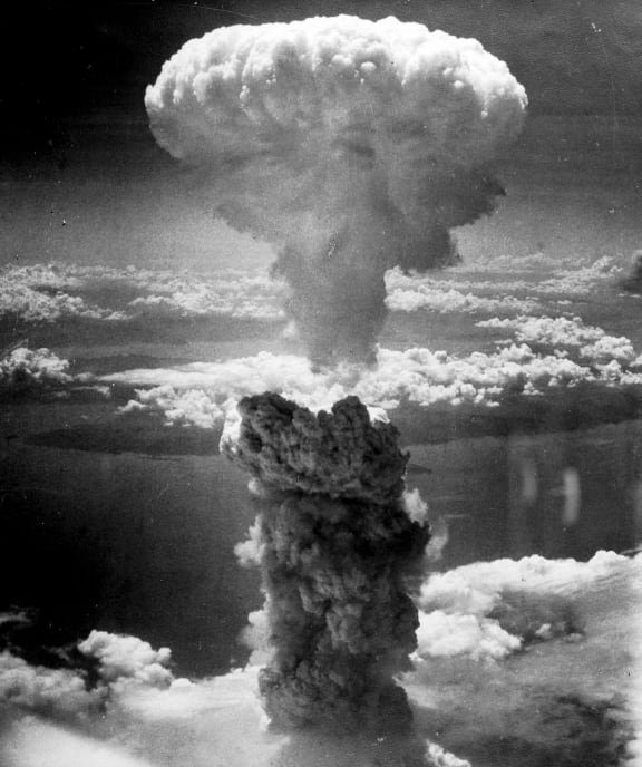 Atomic bombing of Nagasaki on August 9, 1945.