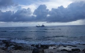 Cargo ship near Nukunonu, Tokelau