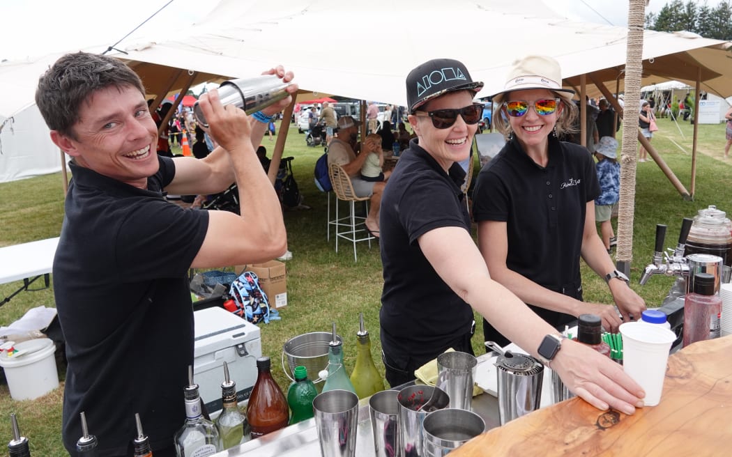 Mixing up a storm are, from left, Benjamin Thrippleton, Frankie Jago and Elisa Jago.