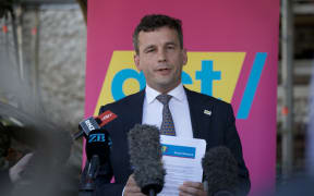 ACT Party leader David Seymour announces education policy in Auckland on 20 September 2023.