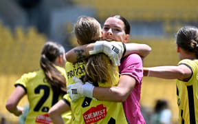 Ava Pritchard of the Phoenix celebrates after scoring a goal during the  A-League Women's -  Wellington Phoenix Women v Canberra United at Sky Stadium, Wellington, New Zealand, Sunday 22 January 2023. © Copyright image by Masanori Udagawa / www.photosport.nz