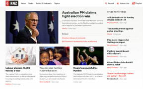 A screenshot of the new rnz.co.nz homepage design.