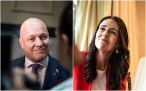 National Party leader Christopher Luxon and Prime Minister Jacinda Ardern.