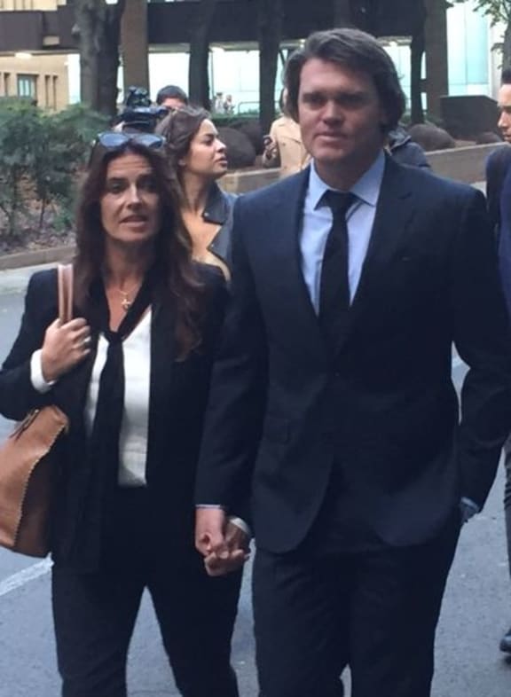 Lou Vincent leaving court with wife Susie.