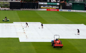 The Basin Reserve pitch has been under cover for several days.