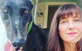 Proud dog owner Dawn Glover and her greyhound Angie.
