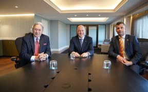 Winston Peters, Christopher Luxon and David Seymour all in a room together for the first time since the election.